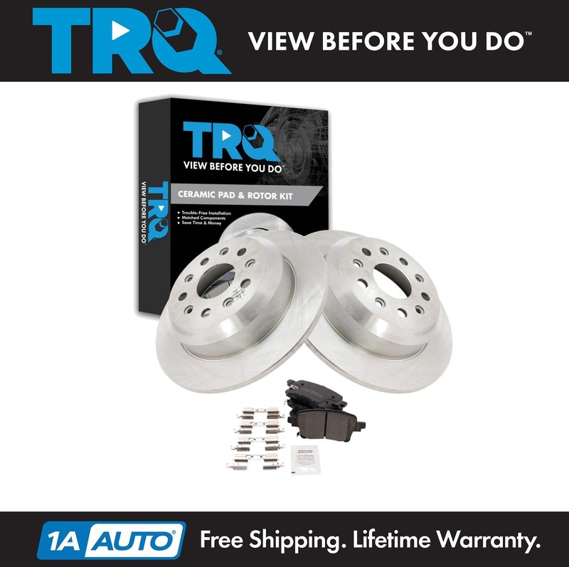 TRQ Rear Brake Pad & Rotor Kit Brake Rotor For 2021 Jeep Wrangler