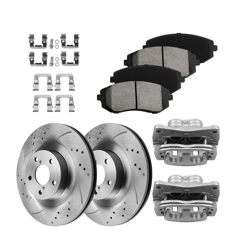 Front Brake Rotors Pads + Brake Calipers Kits fits Subaru Outback Legacy Impreza