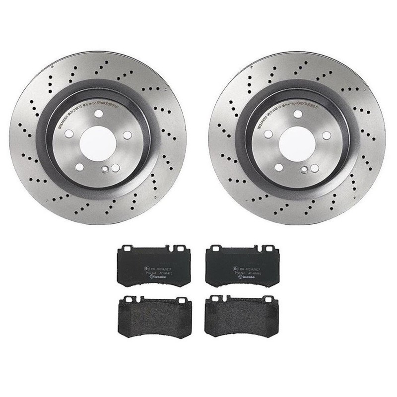 Brembo Rear Brake Kit Drilled Disc Rotors and Low-Met Pads for MB R230 SL55 AMG