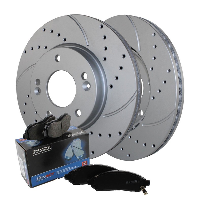 Front Brake Kit 280mm Drilled Rotors Akebono ProACT Ceramic Pad For Kia Soul FWD
