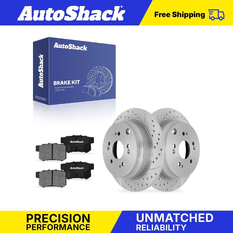 Rear Drilled Slotted Brake Rotors Ceramic Pads for Honda, CR-V 2005-2016