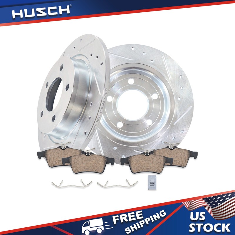 11.02 inch Rear Drilled Brake Rotors Pads for 2010 2011 2012 2013 Mazda 3
