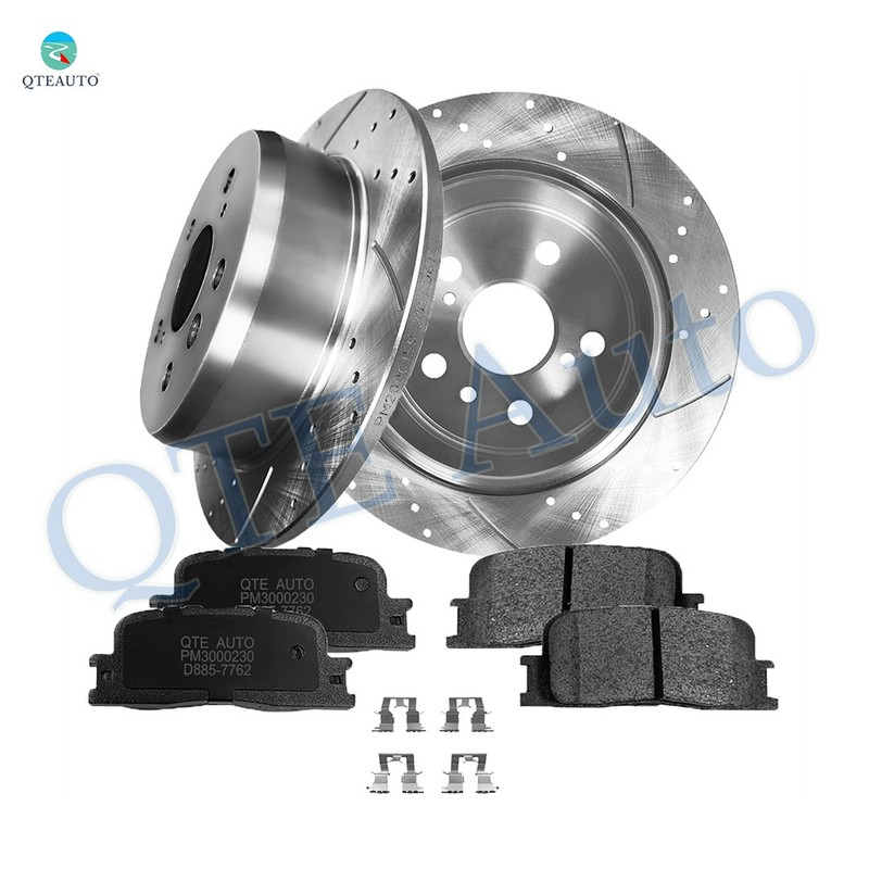 6 R 269mm Drilled Brake Rotors-Rear D885 7762 Brake Pad To 2002 2003 Lexus ES300