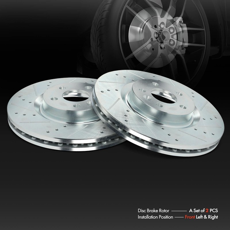 2Pcs Front Side Drilled Brake Rotor for Land Rover Discovery Sport 15-19 Jaguar gallery