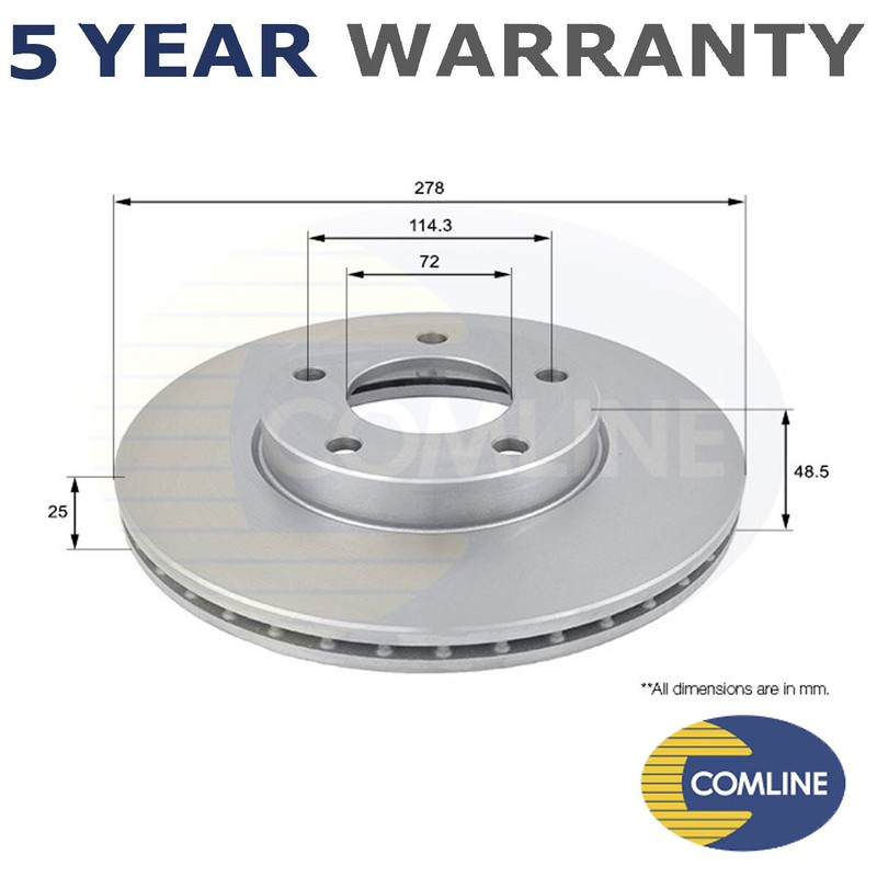 Comline Front Brake Disc Fits Mazda 3 2004-2014 5 2005- + Other Models #1