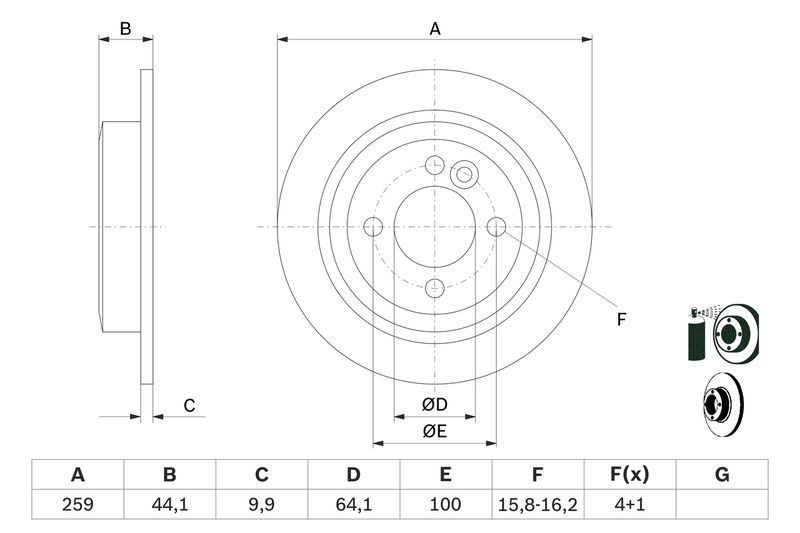BOSCH 0986478601 Brake Disc Rear Fits Mini Mini Mini Clubman Mini Clubvan gallery