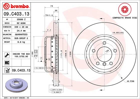 Brembo 09.C403.13 Brake Disc for BMW