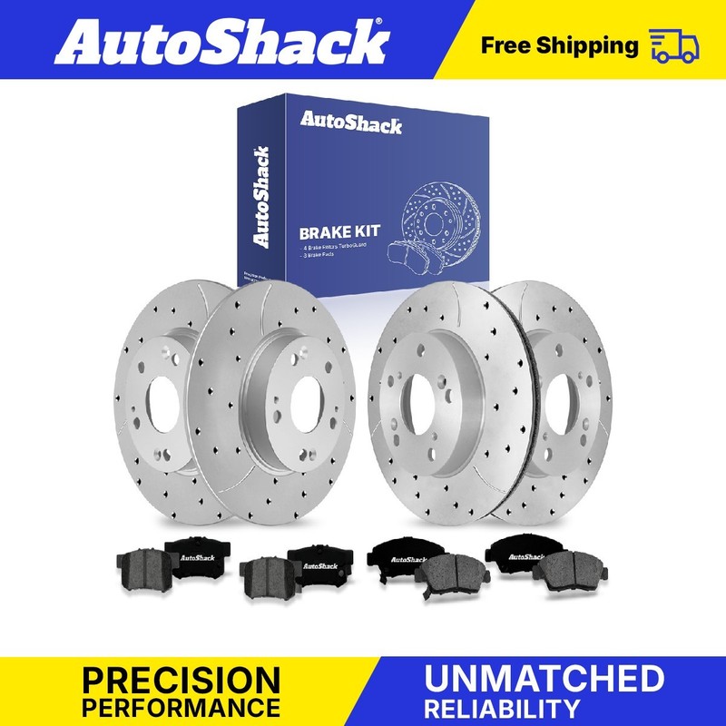 Front Rear Drilled Slotted Brake Rotors Premium Ceramic Pads for Acura, ILX 2015