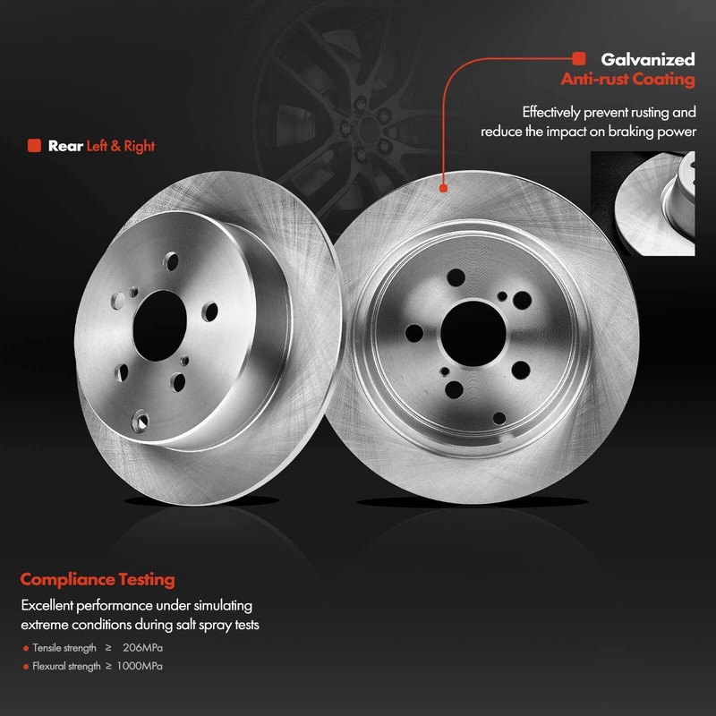 Disc Brake Rotors & Ceramic Pads + Calipers for Scion tC 2005-2010 L4 2.4L Rear gallery