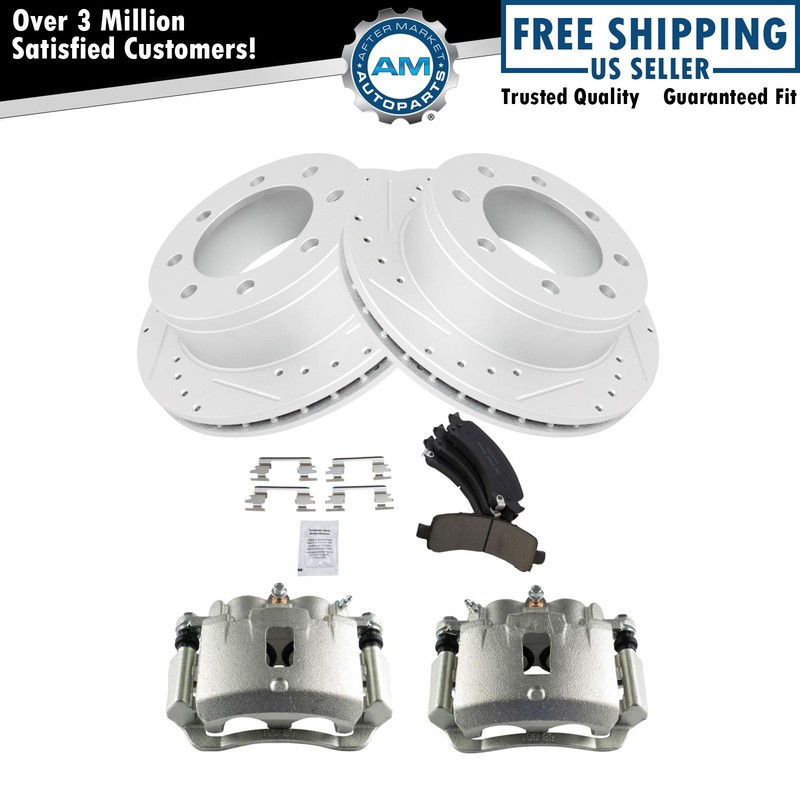 Rear Brake Calipers Ceramic Pads & Drilled Rotors Fits 2006-2016 GMC Savana 2500