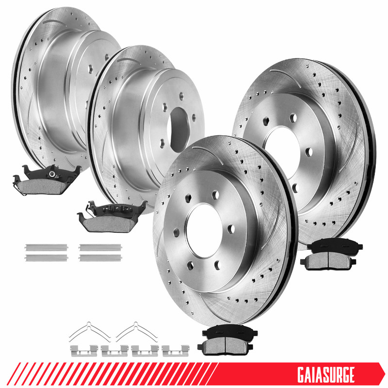 4WD 12.99″ Front 13.69″ Rear Rotors Brake Pads for Ford F-150 Lincoln Mark LT