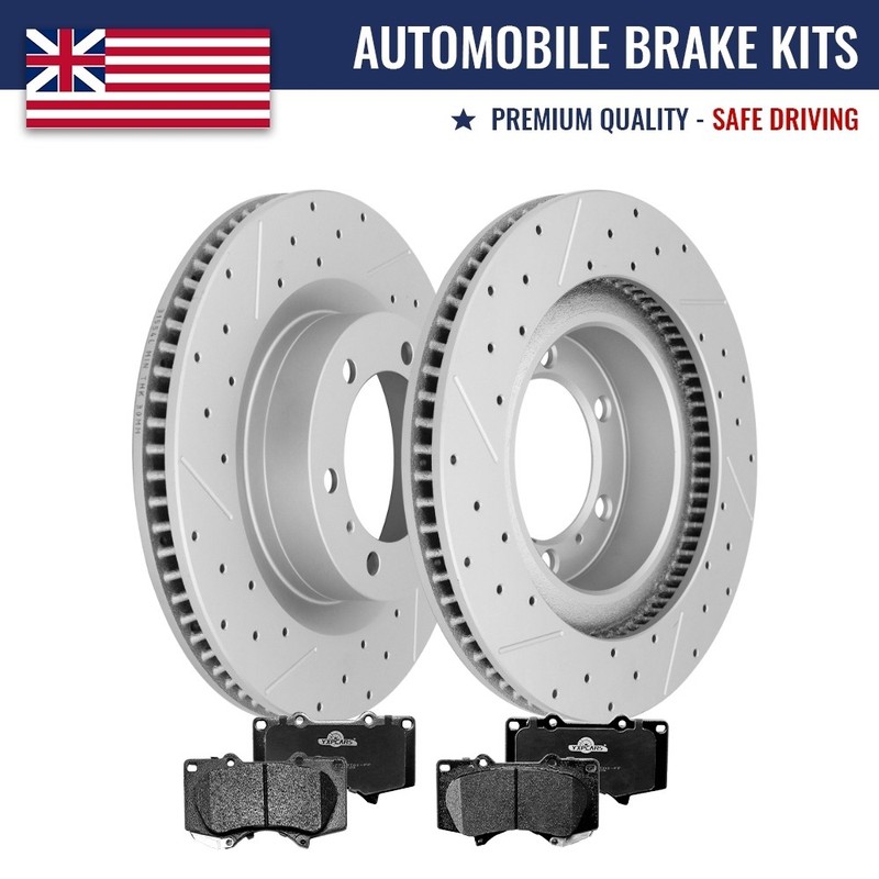Front Brake Drilled Rotors & Ceramic Pads For Lexus GX460 Toyota 4Runner