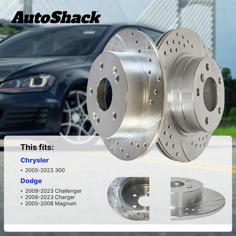Front Drilled Brake Rotors Pair 2 for Chrysler 300 Dodge Challenger 2022 Charger gallery