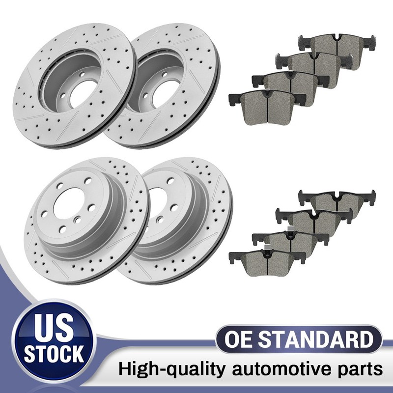 Front Rear Drilled Disc Brake Rotors Ceramic Pads Kit for BMW 320i 328d xDrive
