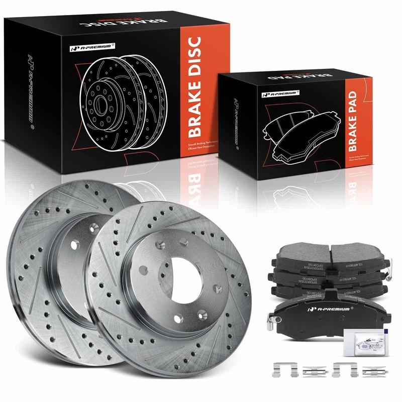 A-Premium Front Drilled Brake Rotor & Ceramic Pad for Hyundai Elantra 2002-2005 gallery