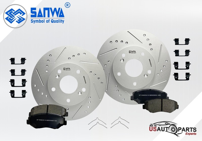 FRONT BRAKE ROTOR GEOMET VENTED D&S & CERAMIC PAD KIT FOR HONDA CIVIC 2002-2018