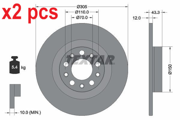 X2 PCS L&R SIDES BRAKE DISC 92351003