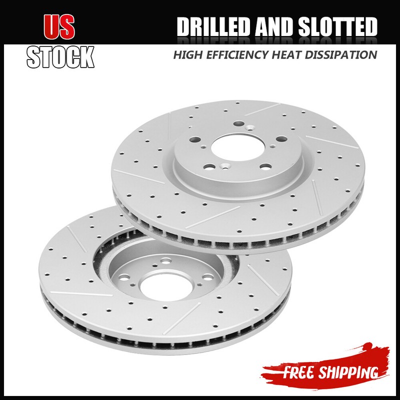 Front Drilled & Slotted Disc Brake Rotors for Honda Pilot Acura MDX RLX ZDX