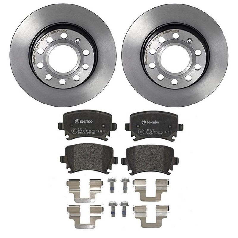 Brembo Rear Brake Kit Low-Met Pads Coated Disc Rotors For Audi A4 2.0L L4 2005