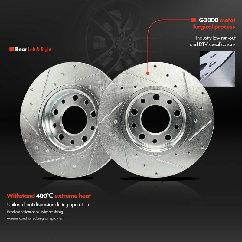 6x Rear Drilled Brake Rotors & Ceramic Brake Pads for Chrysler 200 Jeep Cherokee gallery
