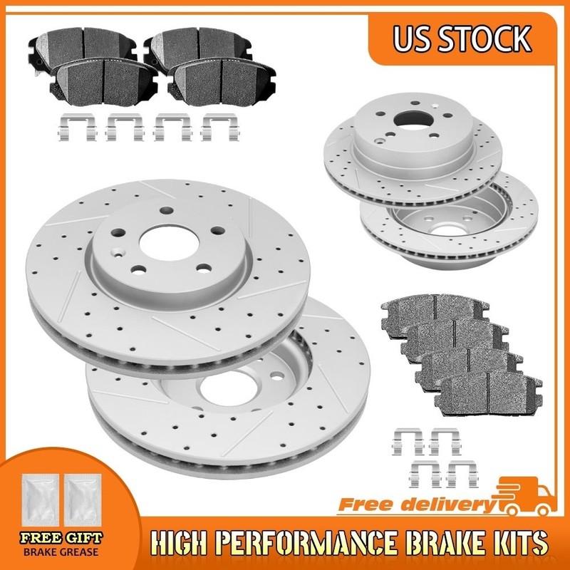 Front & Rear Drilled Brake Rotors Ceramic Pads For Chevrolet Equinox GMC Terrain