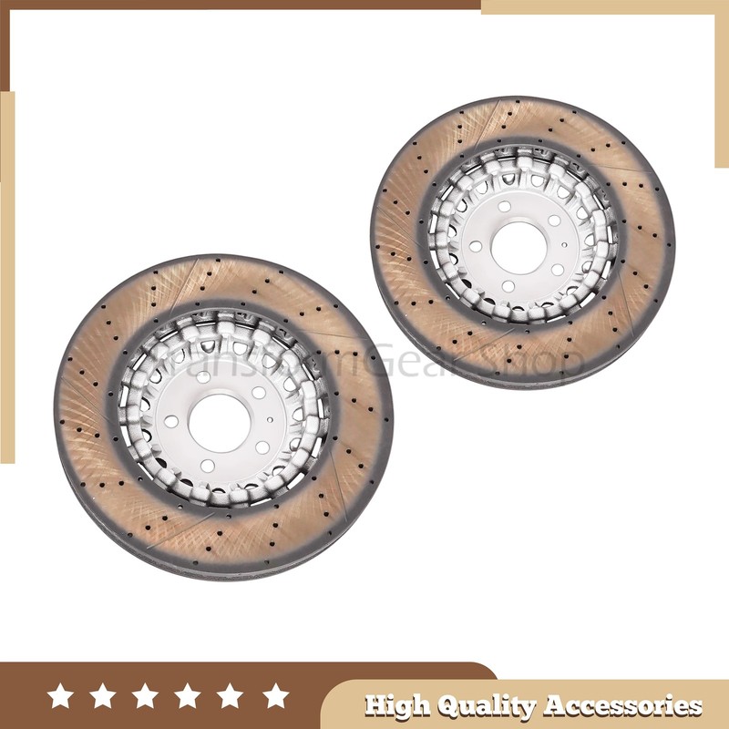 NEW 2PCS 4M0615301AS Front Vented Brake Disc Rotors Fits Audi A6 A8 Q Q7 Q8 gallery