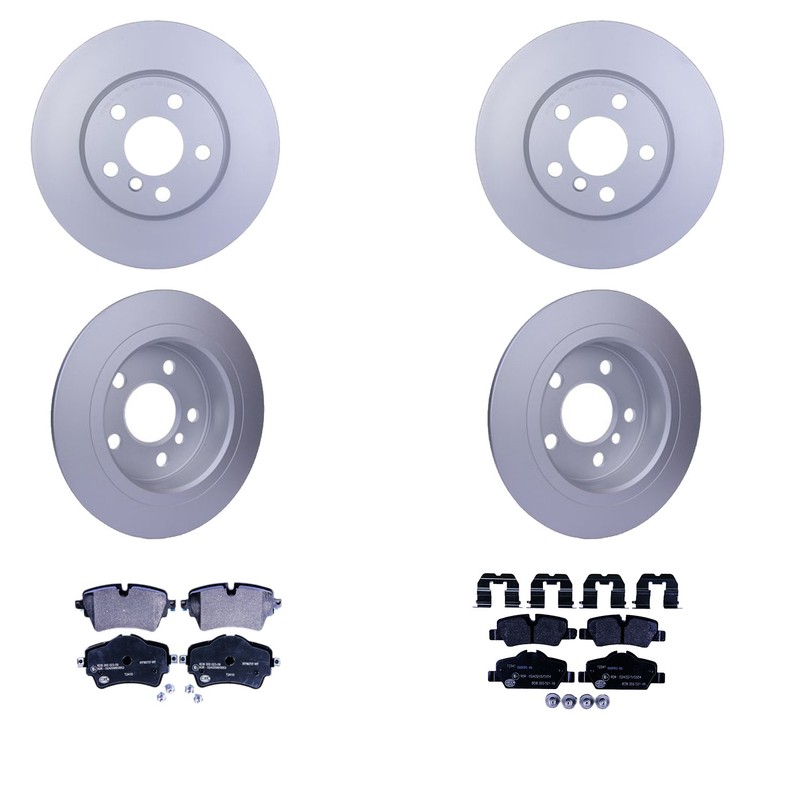 Hella Front Rear Rotors Low-Met Disc Brake Pad Kit For Mini F55 F56 R57 Copper S