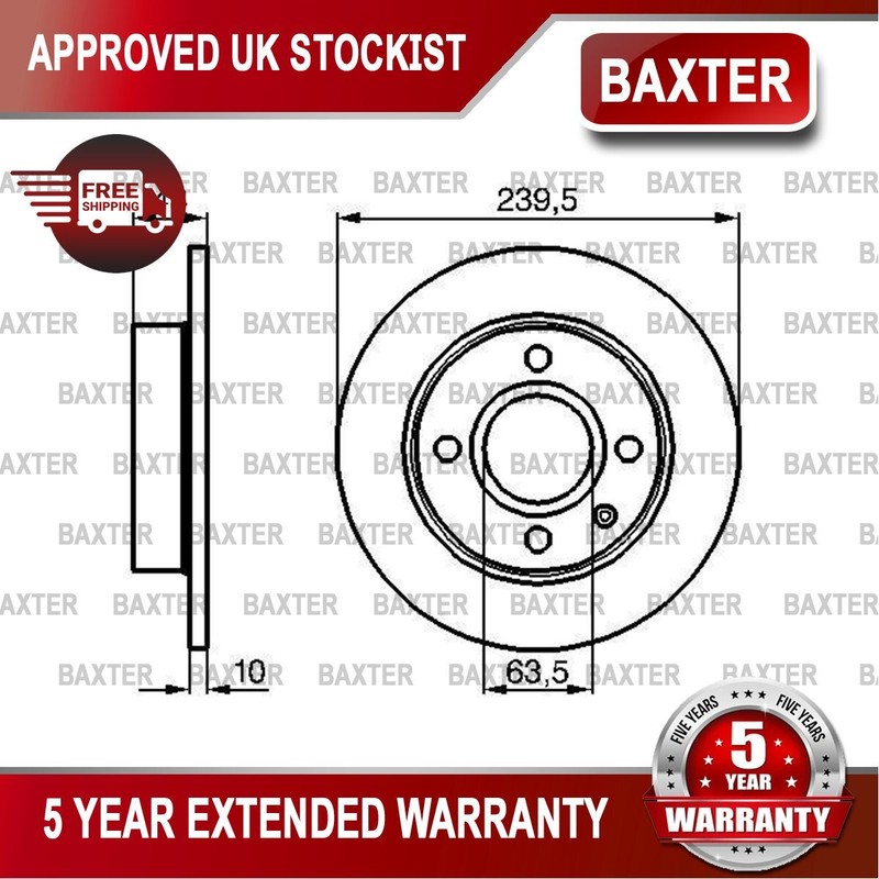 Fits Ford Fiesta 1989-1996 + Other Models Baxter Front 2x Brake Disc