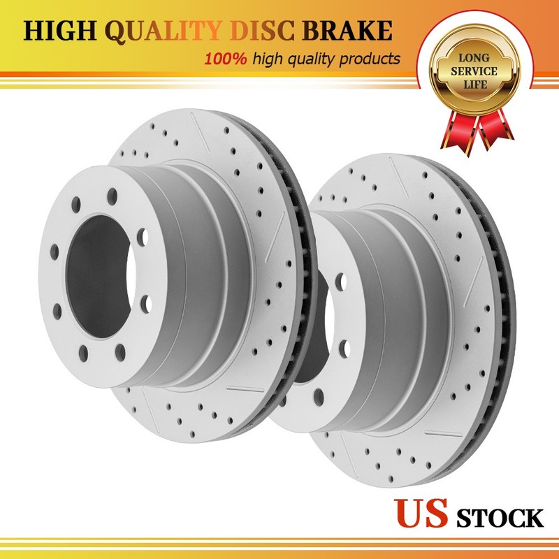 8-Lugs Pair Rear Drilled & Slotted Disc Brake Rotor for Dodge Ram 1500 2500 3500