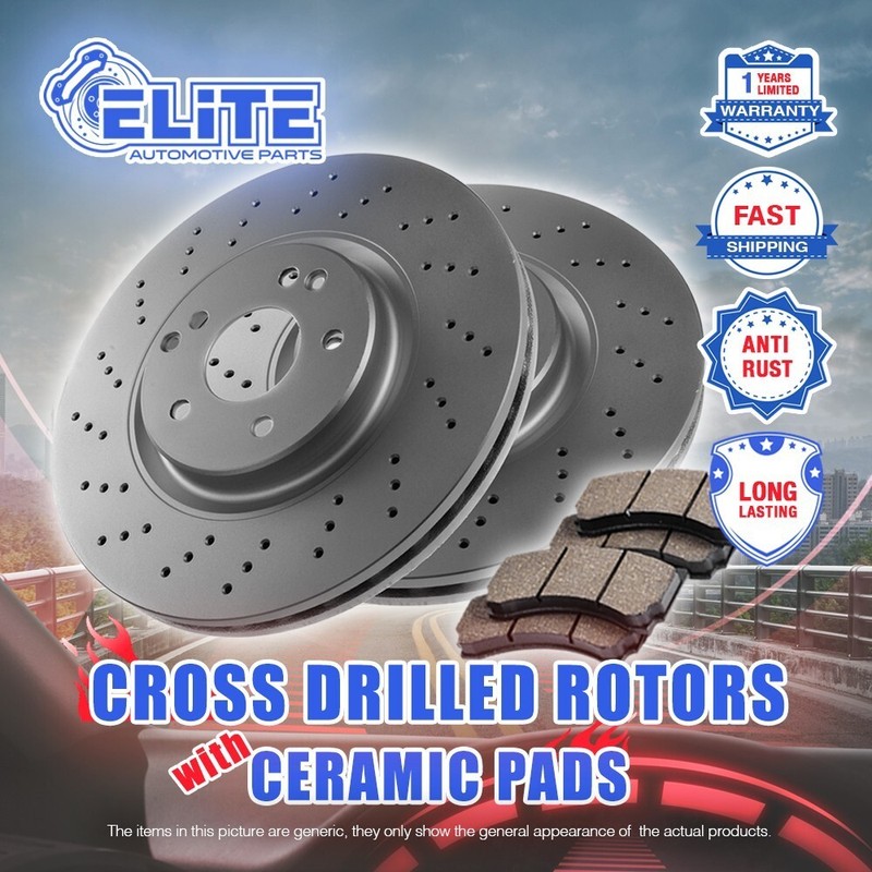 Front Drilled Rotors and Pads for 2010-2013 Lexus IS250 C Built for US Market