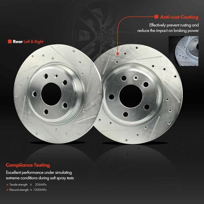 6x Front Drilled Rotors & Ceramic Brake Pad for Audi A4 2012-2016 A4 Quattro A5 gallery
