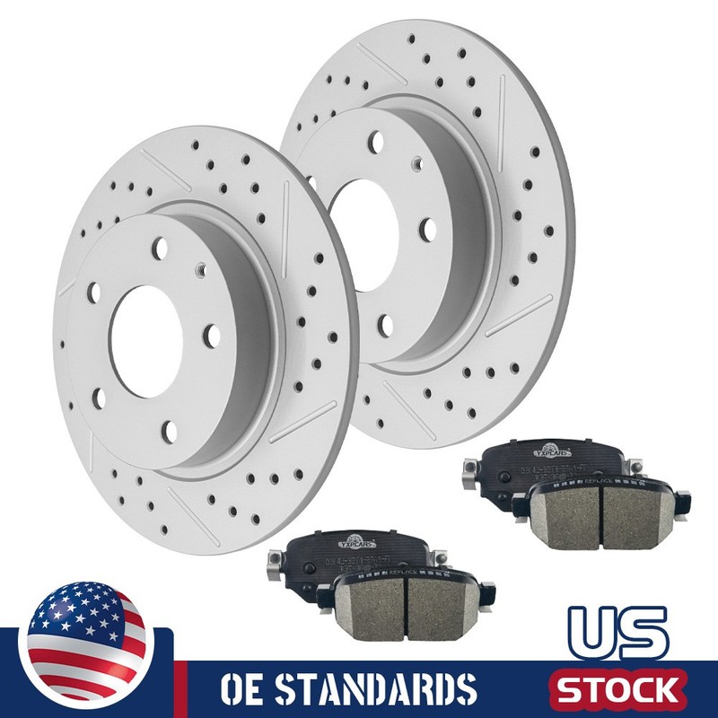 265mm For 2017 18 Mazda 3 w/ Electric Parking Brake Rear Disc Rotors Brake Pads