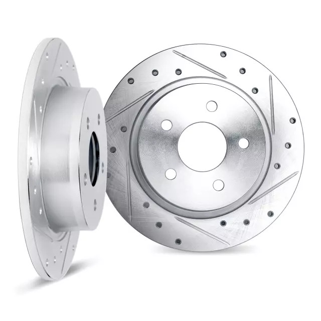 Genuine DFC Brake Rotors – Drilled & Slotted – Silver 7002-21026