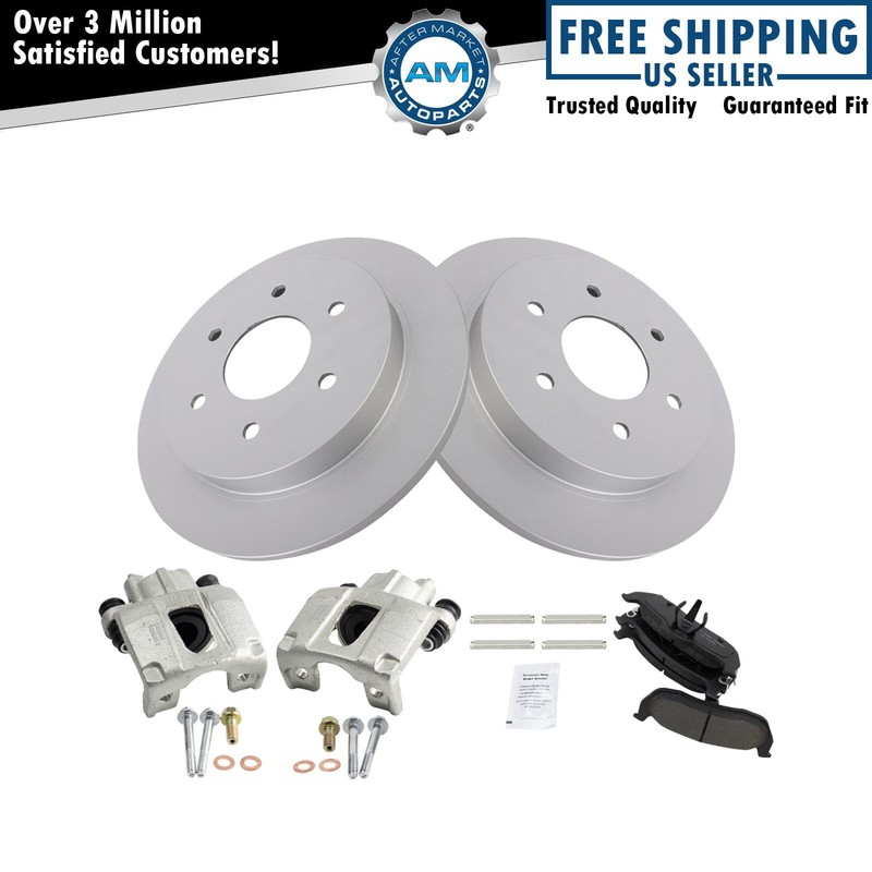 Rear Brake Calipers Ceramic Pads Rotors For 04-10 QX56 04-15 Nissan Armada Titan