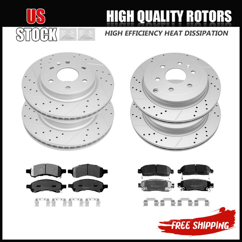 Front & Rear Disc Brake Rotors Ceramic Brake Pads for 2009 – 2017 Chevy Traverse