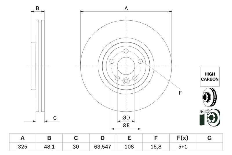 Bosch 0 986 479 G32 Brake Disc for Jaguar, Land Rover gallery