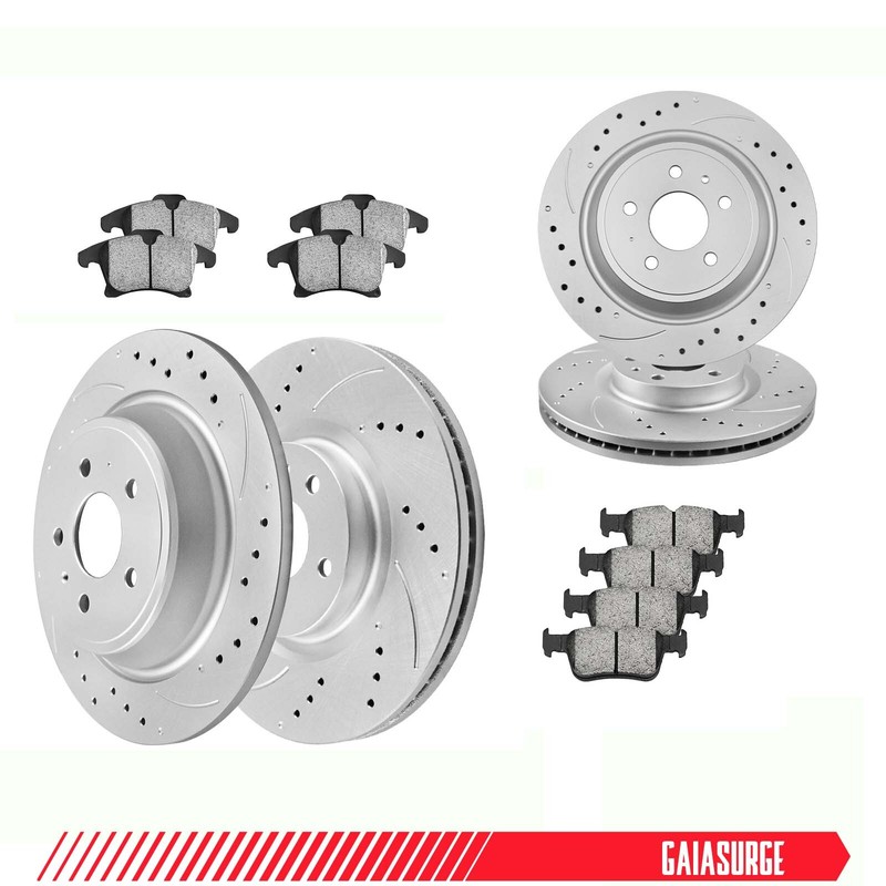 Front & Rear Disc Brake Rotors + Ceramic Brake Pads for Lincoln MKZ 2013-2016