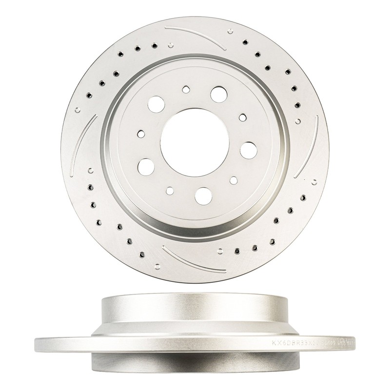Rear Drilled Slotted Brake Rotors Ceramic Pads Kit for Volvo XC70 2003-2007 S80 gallery