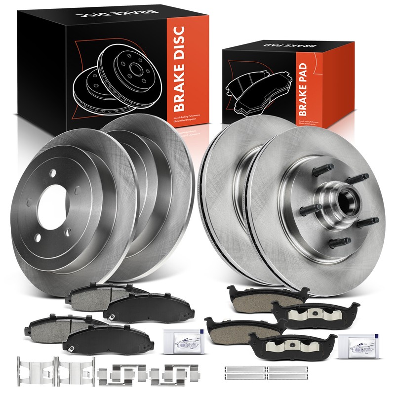 Front & Rear Disc Brake Rotor & Ceramic Brake Pad for Ford F-150 00-03 Lincoln