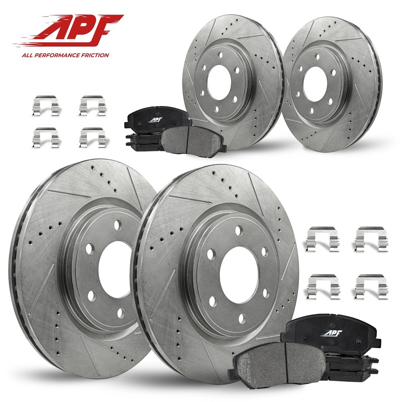 Front & Rear Zinc Drill/Slot Brake Rotors + Pads for Nissan Pathfinder 2005-2012