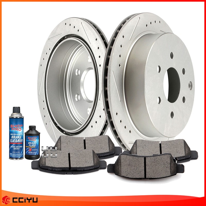 Rear Drilled & Slotted Brake Rotors + Ceramic Pads For Nissan Frontier 4WD 05-17