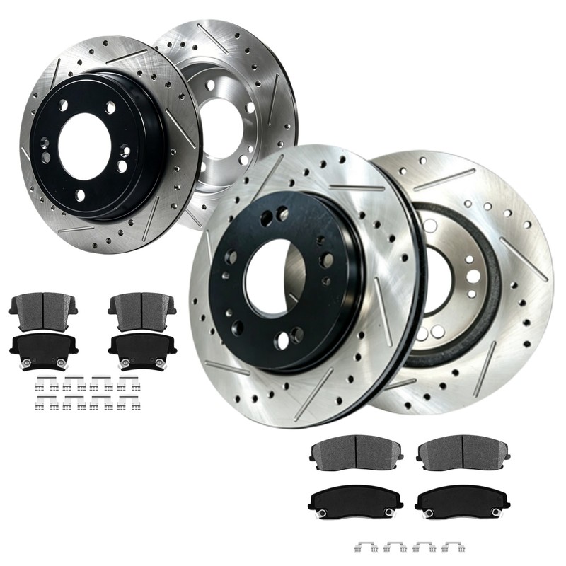 Front Rear Drilled Rotor Brake Pad for 2018 2019 Dodge Challenger Chrysler 300