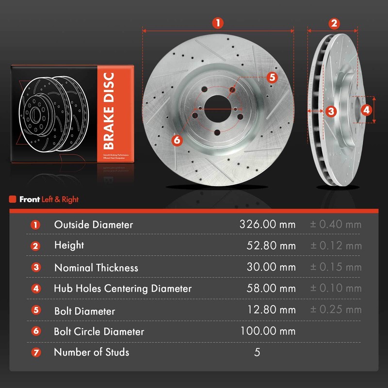 Front Drilled Brake Rotors for Subaru Impreza 2004 BRZ Toyota 86 H4 2.0L 2.5L gallery