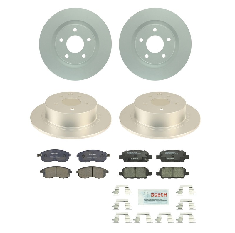 Bosch Front 296mm Rear 292mm Disc Rotors Ceramic Pads Brake Kit For Juke Sentra