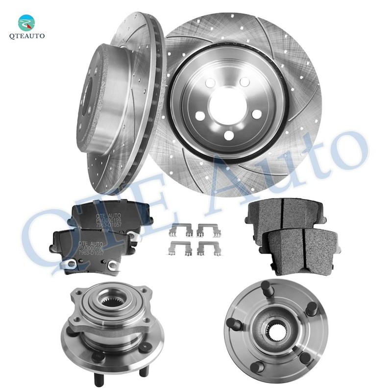 8 Rear 320mm Drilled Brake Rotors-Brake Pad-Wheel Hub For 2005-2009 Chrysler 300