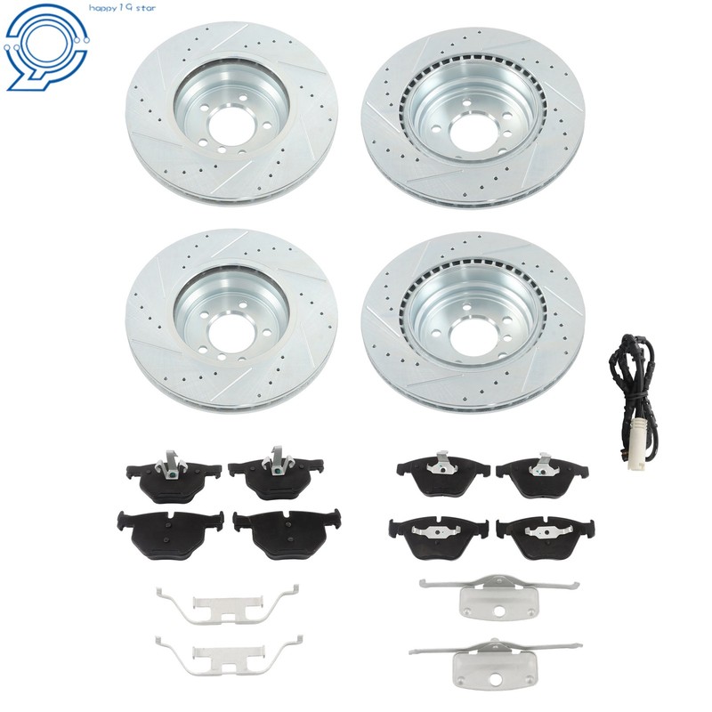 Front and Rear Drilled Brake Rotors & Ceramic Pads For BMW 335i 07-13 335d 335is gallery