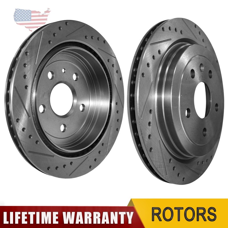 2pcs Rear Drilled Brake Rotors for Chevrolet Camaro 2010-2015 Cadillac CTS 08-19