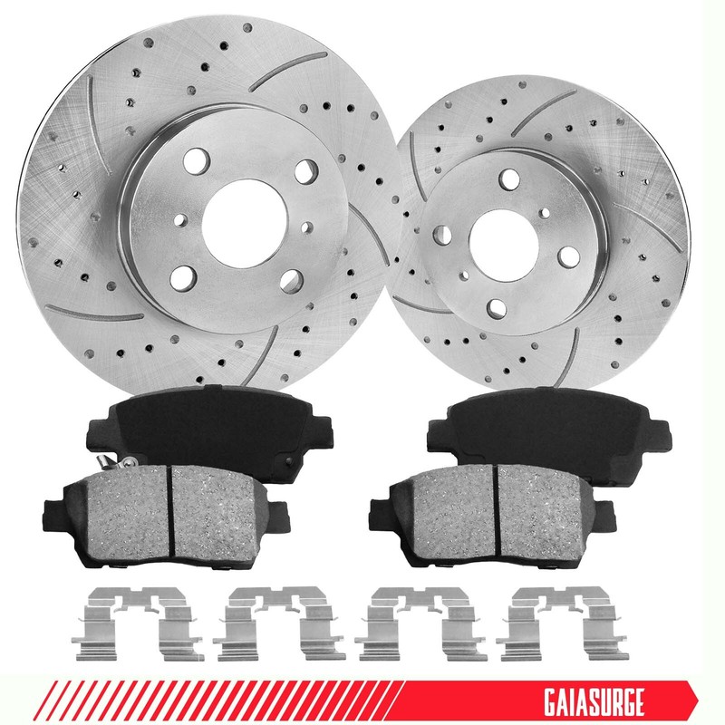 Front Drilled & Slotted Rotors & Ceramic Pads for Scion xB xA 2004-2006 1.5L