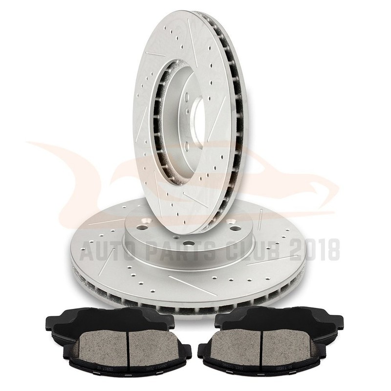 Front Brake Rotors Discs And Ceramic Pads Fits Accord Sedan 98-02 Drilled & Slot