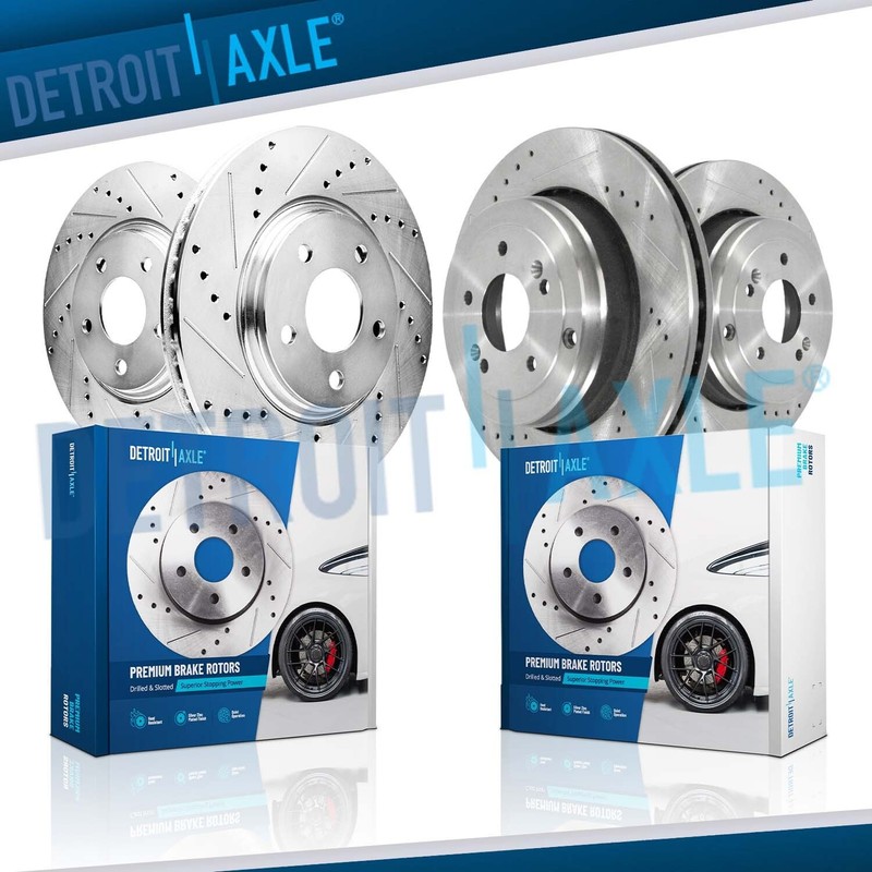 Front Rear Drilled Slotted Brake Rotors Kit for 2010-2016 Hyundai Genesis Coupe